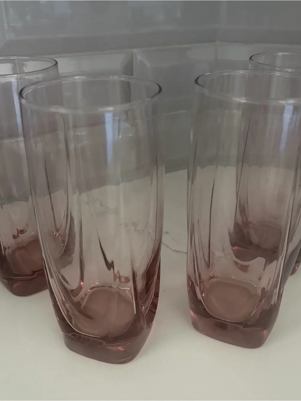 Libbey Imperial Drape Plum Set Of 4 16 Oz 6.5”Round Top Sq Base 6.75